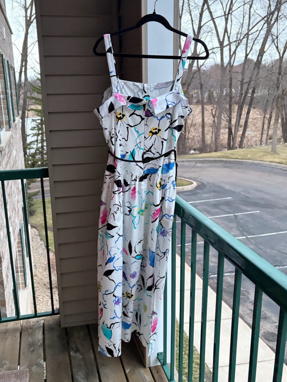 🆕🌸🦋Karl Lagerfeld Paris Floral Midi Cotton Pockets Dress White Summer Size4 6 12 - Picture 4 of 17